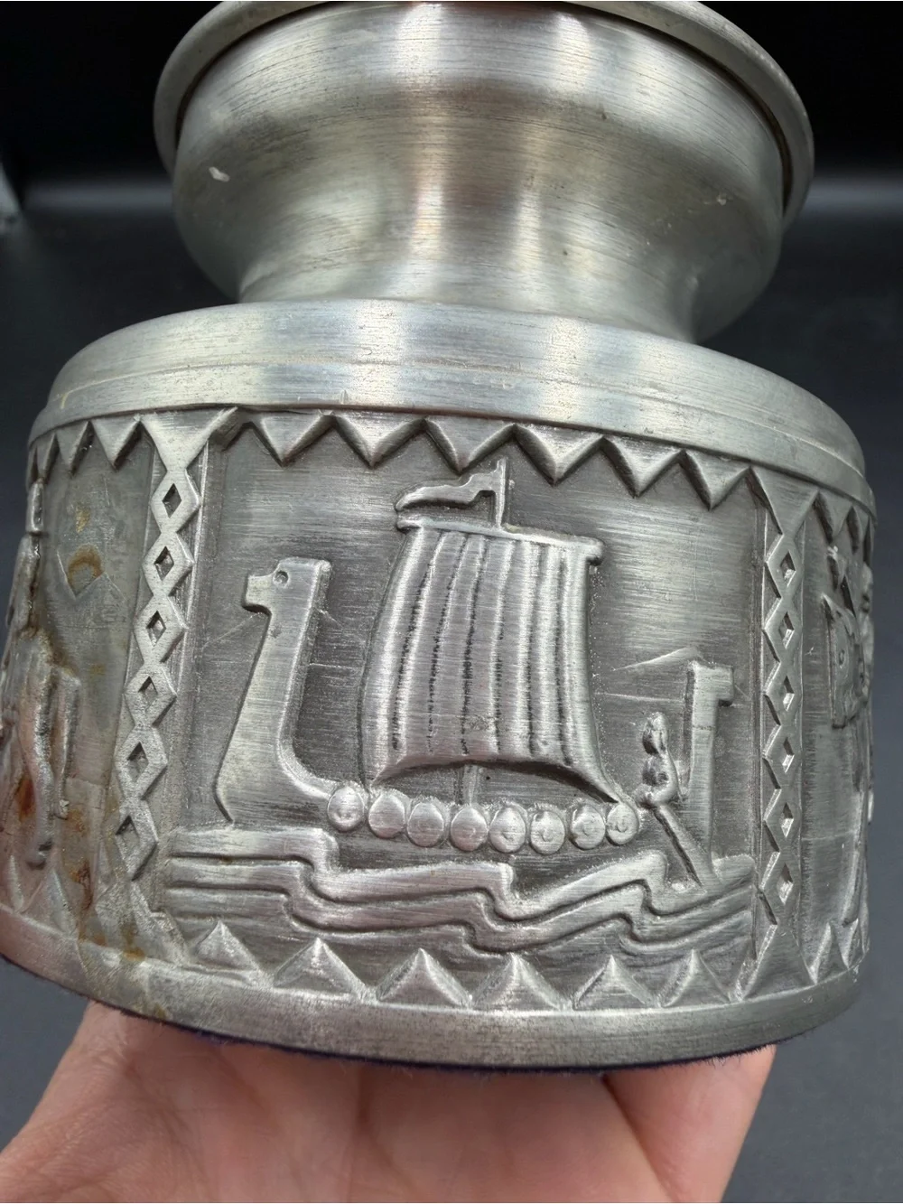 VTG Danish Modern Norwegian Pewter Vase Manufactured by Norsk Tin
